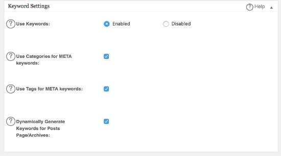 Meta keywords all in one seo