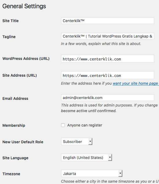 General WordPress configuration