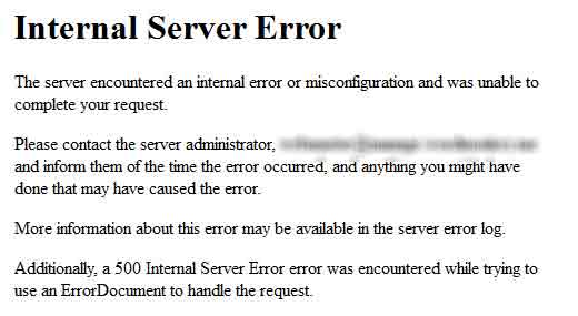 internal wordpress server error