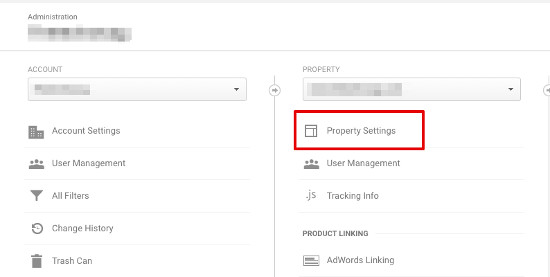 Google Analytics Property Settings
