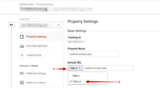 Google Analytics Select property