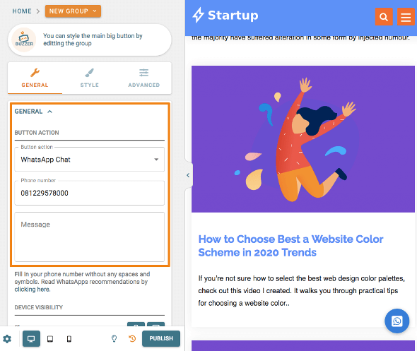 Select the buttonizer button Pilih tombol buttonizer
