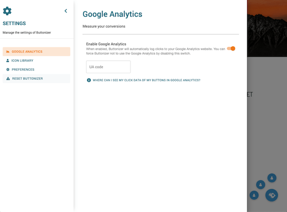 added google-analytics button tambah tombol google analytics