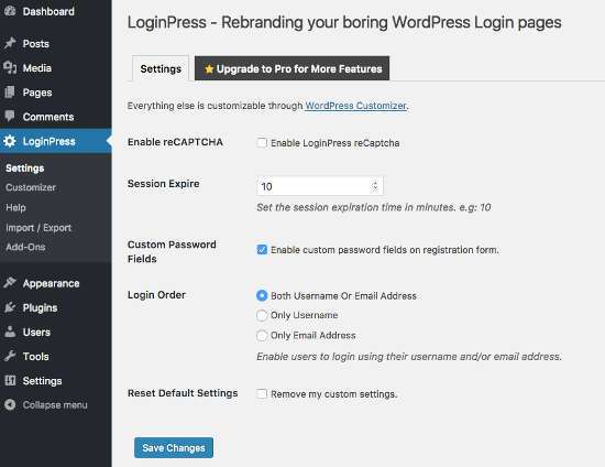 LoginPress Settings