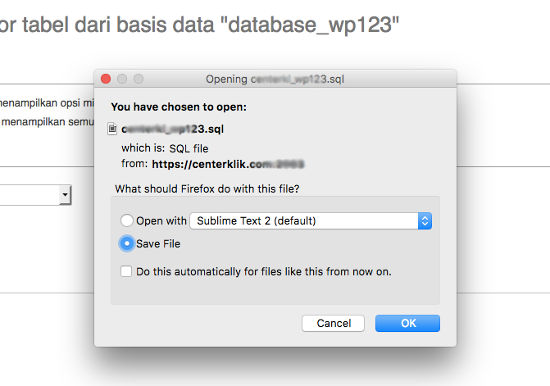 Download database backup