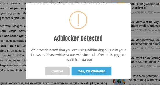 Simple Adblock Notice