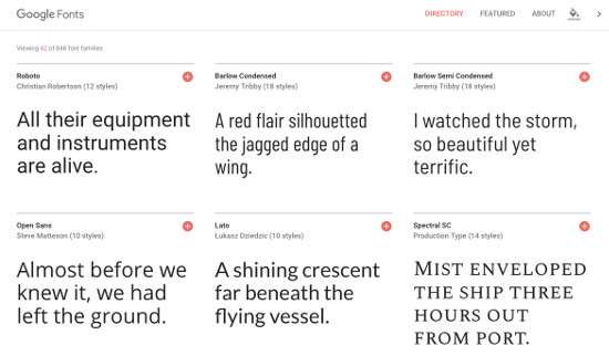 Google Fonts Website