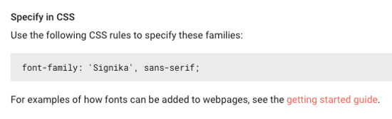 Google Fonts CSS Code