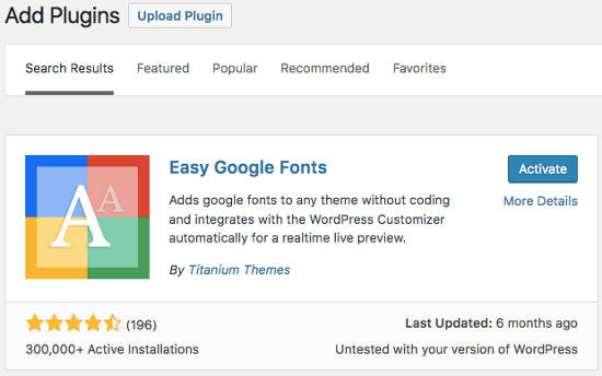Easy Google Fonts plugin