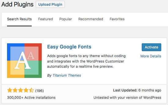 Easy Google Fonts plugin