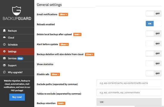 WordPress BackupGuard Settings Plugin