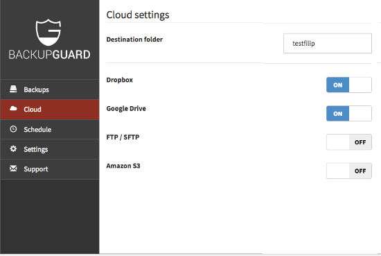 WordPress BackupGuard Settings Cloud Plugin