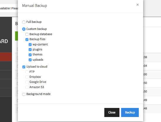 WordPress BackupGuard Settings Backup Plugin