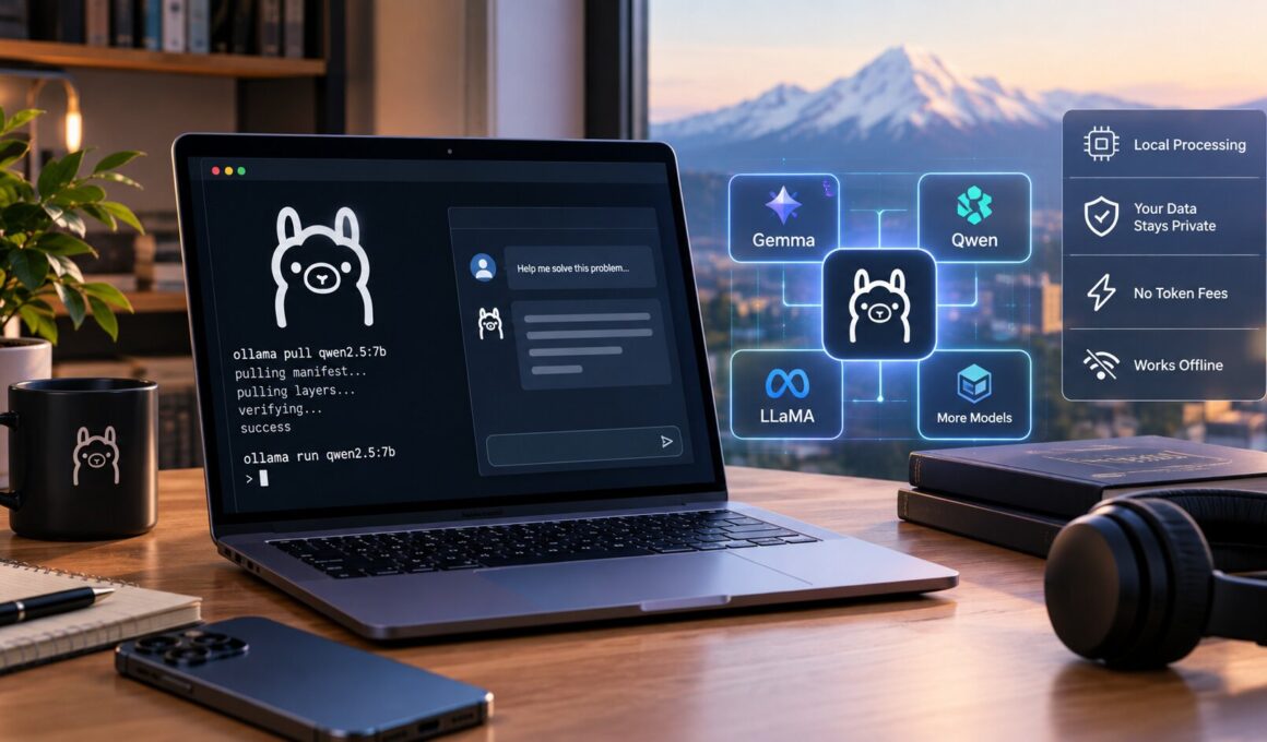Local AI models running with Ollama on a developer workstation